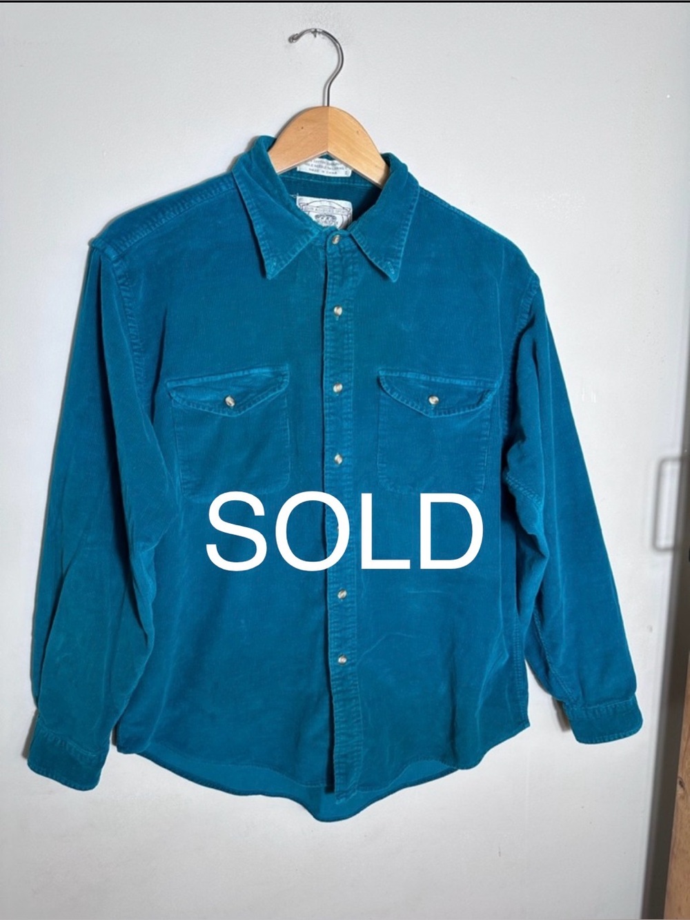 SOLD Vintage Teal Corduroy Button-Up western style Shirt